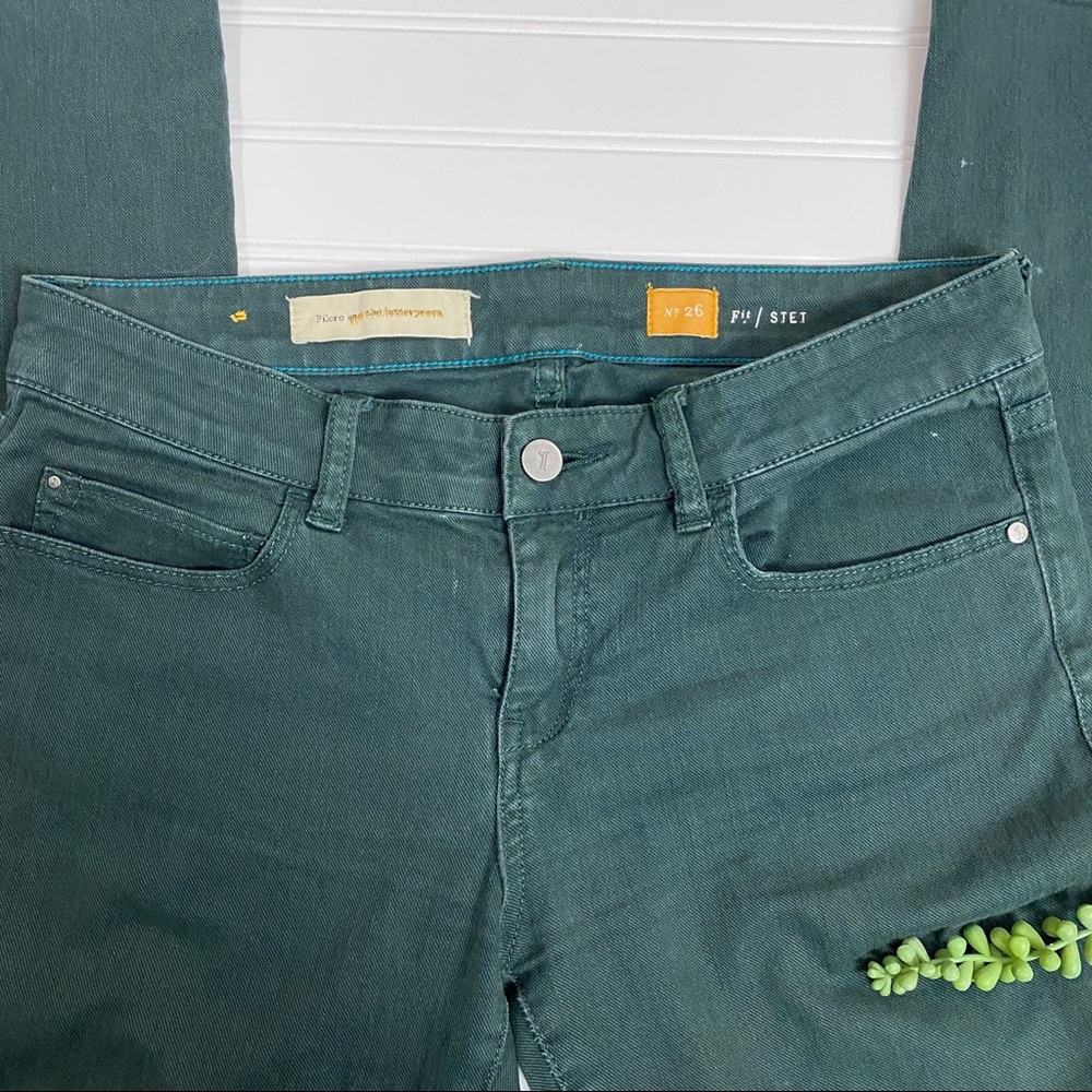 Anthro Pilcro and the Letterpress Green Stet sz 26 - Picture 3 of 8